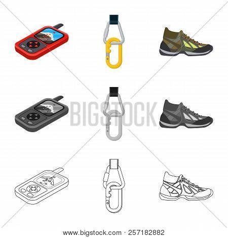 Vector Illustration Of Alpinism And Peak Symbol. Collection Of Alpinism And Camp Stock Symbol For We