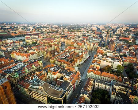 Wroclaw, European Capital Of Culture. Center Town Hall, Market Square, Sky Tower, City Panoramic Vie