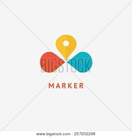 Map Marker Icon. Vector Flat Style Illustration Location Pin Logotype Design. Location Pin Navigatio
