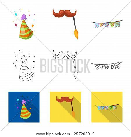 Vector Illustration Of Party And Birthday Icon. Set Of Party And Celebration Vector Icon For Stock.