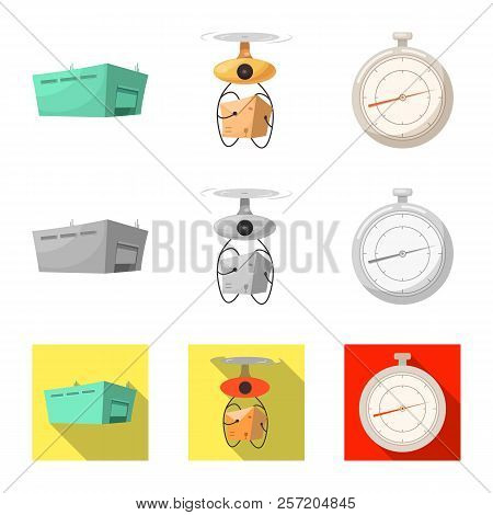 Vector Illustration Of Goods And Cargo Symbol. Collection Of Goods And Warehouse Stock Symbol For We