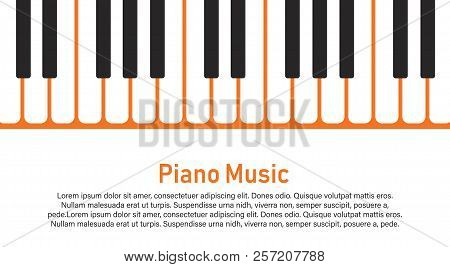 Grunge Black And White Piano Keyboard. Piano On An Orange Background  Stock Vector Illustration For 