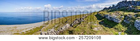 Burren Way Trail With Galway Bay In Background