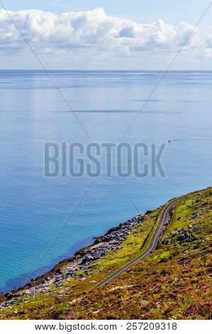 Burren Way Trail With Galway Bay In Background