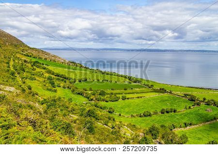 Burren Way Trail With Galway Bay In Background
