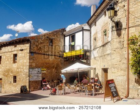 Pilgrims Enjoy A Break At Hostel El Puntido - Hontanas, Castile And Leon, Spain, 14 September 2014