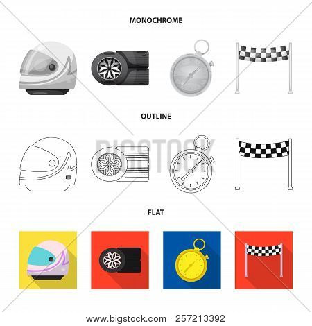 Vector Design Of Car And Rally Sign. Set Of Car And Race Stock Vector Illustration.