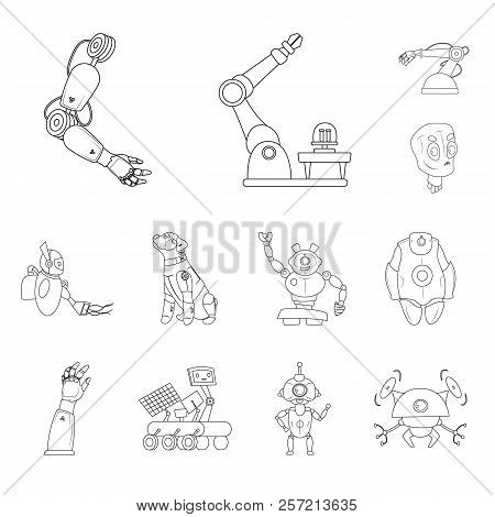 Vector Design Of Robot And Factory Icon. Collection Of Robot And Space Stock Symbol For Web.
