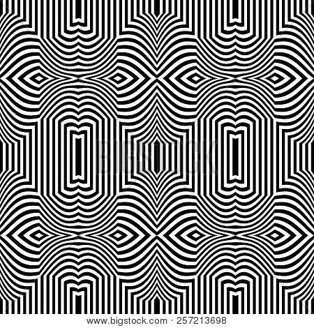Seamless Op Art Pattern. Striped Lines Teture. Vector Illustration.