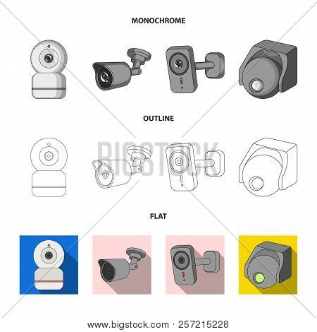 Vector Illustration Of Cctv And Camera Symbol. Collection Of Cctv And System Vector Icon For Stock.