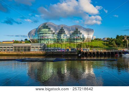 Newcastle, England - July 29, 2018: Sage Gateshead Concert Hall On Newcastle Gateshead Quayside As A