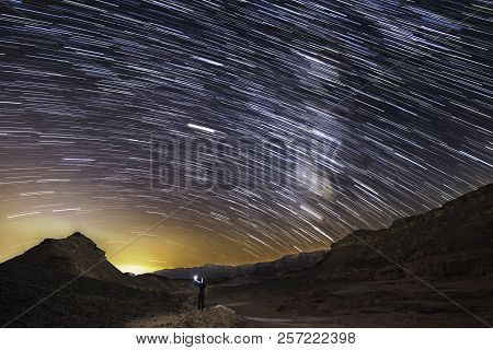 Beautiful Milky Way At White Pocket Wilderness Touring Spot In Arizona Desert.