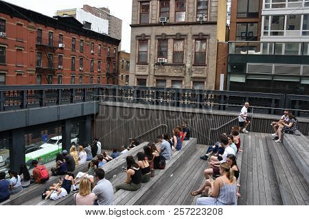 New York, Ny - Jun 9: The High Line In Manhattan, New York, As Seen On Jun 9, 2018. It Is A 1.45-mil