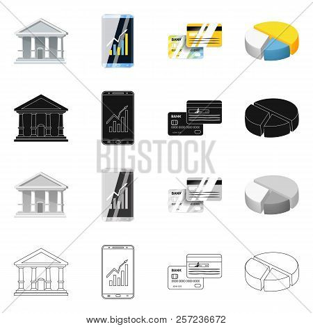 Vector Illustration Of Bank And Money Logo. Collection Of Bank And Bill Vector Icon For Stock.