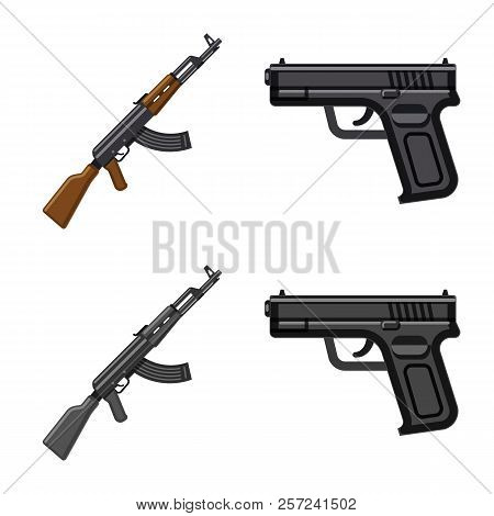 Vector Illustration Of Weapon And Gun Icon. Collection Of Weapon And Army Vector Icon For Stock.
