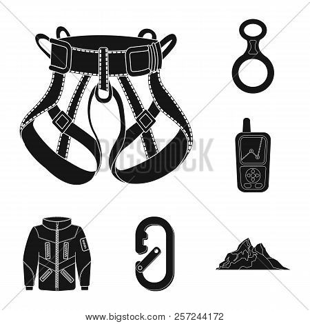 Vector Design Of Alpinism And Peak Sign. Collection Of Alpinism And Camp Stock Symbol For Web.