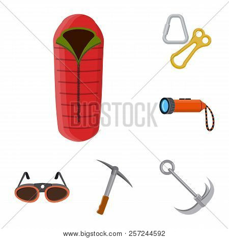 Vector Illustration Of Alpinism And Peak Symbol. Collection Of Alpinism And Camp Vector Icon For Sto