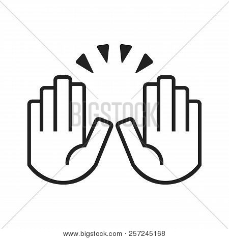 Black Raising Celebration Hands Icons On White Background