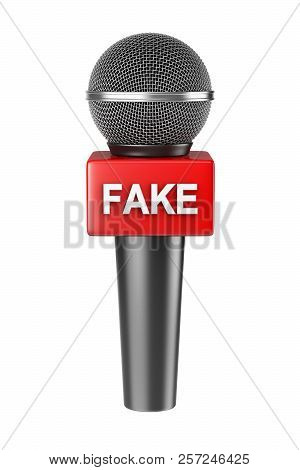 Metallic Red Press Fake News Microphone Isolated On White Background 3d Illustration