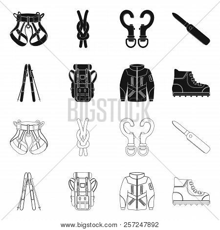 Vector Design Of Alpinism And Peak Sign. Set Of Alpinism And Camp Stock Vector Illustration.