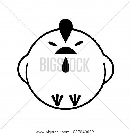 Puffy Chicken Vector Illustration In Solid Color Design
