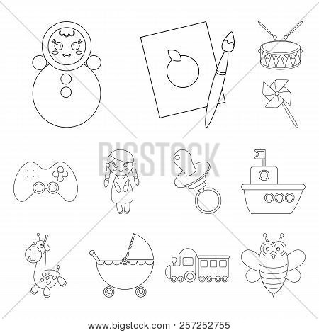 Children's Toy Outline Icons In Set Collection For Design. Game And Bauble Vector Symbol Stock Web I