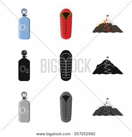 Isolated Object Of Alpinism And Peak Sign. Set Of Alpinism And Camp Vector Icon For Stock.