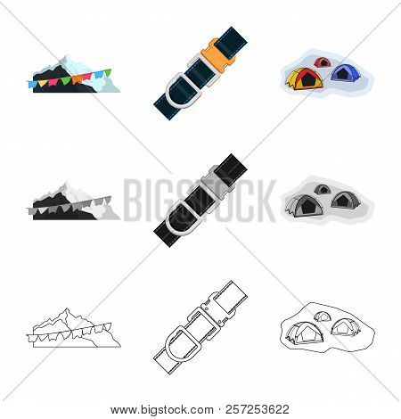 Isolated Object Of Alpinism And Peak Icon. Collection Of Alpinism And Camp Stock Vector Illustration