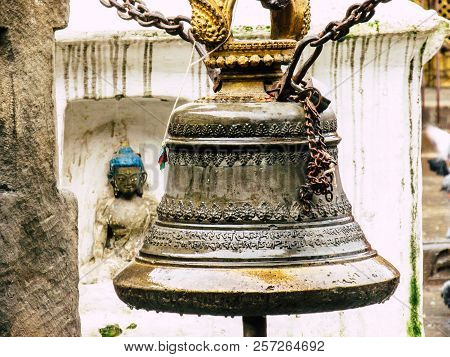 Kathmandu Nepal August 31, 2018 View Of The Shree Gha Stupa Temple Located In Naghal District Betwee