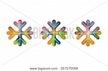 Oval Strips Geometric Snowflake Icon. Trendy Gradient Shapes Composition. New Year Winter Icon Eps10