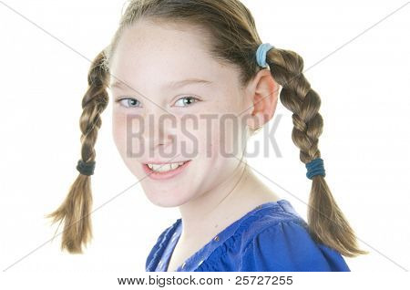 cute girl looking happy in braids