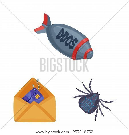 Vector Illustration Of Virus And Secure Icon. Set Of Virus And Cyber Stock Symbol For Web.