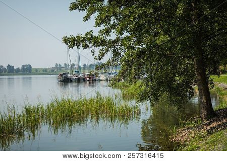 Ryn, Warmia-masuria Province / Poland - July 31, 2018: Marina And Pier On Rynskie Lake, Town Of Ryn.