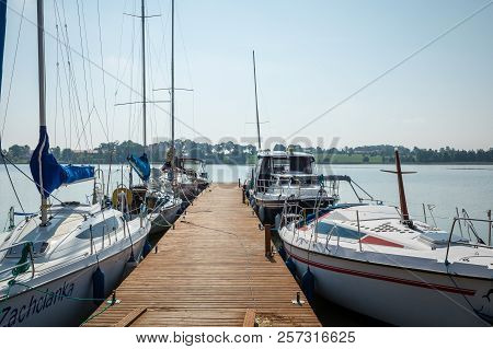 Ryn, Warmia-masuria Province / Poland - July 31, 2018: Marina And Pier On Rynskie Lake, Town Of Ryn.