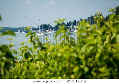 Ryn, Warmia-masuria Province / Poland - July 31, 2018: Marina And Pier On Rynskie Lake, Town Of Ryn.