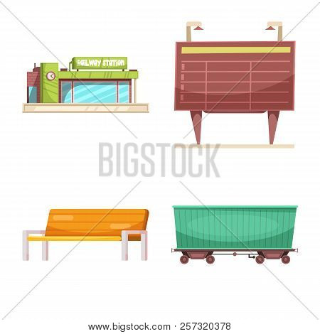Vector Design Of Train And Station Logo. Set Of Train And Ticket Vector Icon For Stock.