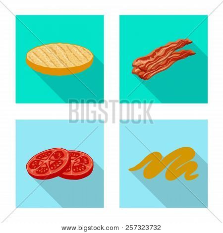 Vector Illustration Of Burger And Sandwich Symbol. Set Of Burger And Slice Vector Icon For Stock.