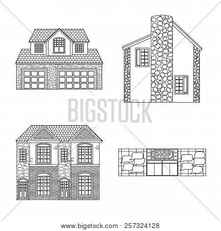 Vector Design Of Building And Front Icon. Set Of Building And Roof Vector Icon For Stock.