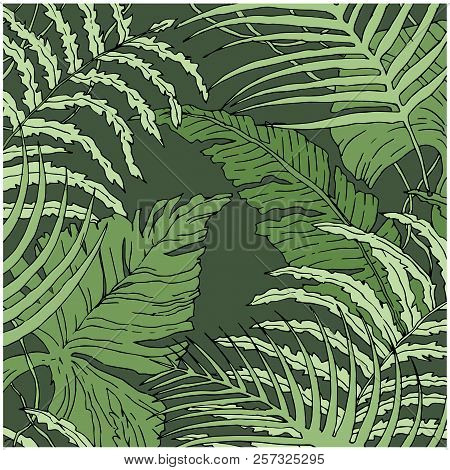 Green Nature Tropical Leaves Background Pattern Floral