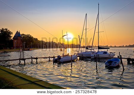 Sunrise At Palic Lake Harbor Near Town Of Subotica View, Vojvodina Region Of Serbia