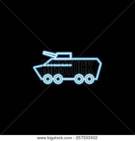 Armored Vehicle Icon In Neon Style. One Of Military Collection Icon Can Be Used For Ui, Ux