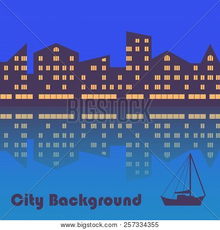 The City With Evening Illumination. Abstract Background