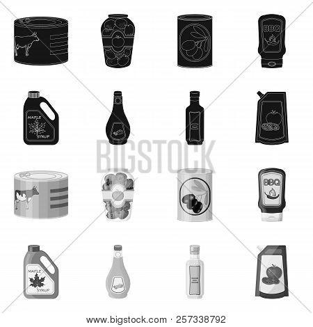 Vector Design Of Can And Food Logo. Set Of Can And Package Stock Vector Illustration.