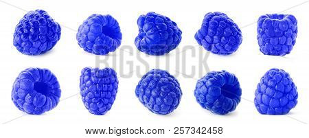 Set With Blue Raspberries (rubus Leucodermis) On White Background