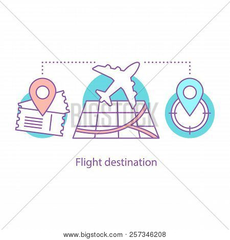 Flight Destination Concept Icon. Airport Idea Thin Line Illustration. Airline Flight. Vector Isolate