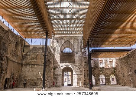 Inside Of The San Lesmes Church With Modern Roof In Burgos, Spain