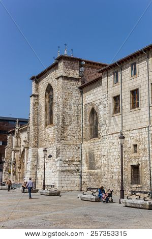 Burgos, Spain - April 24, 2018: Historic San Lesmes Church In The Center Of Burgos, Spain