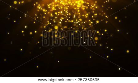 Abstract Magic Light Background. Gold Bokeh Confetti Background. 3D Rendering.
