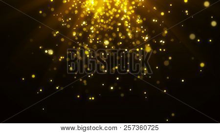 Abstract Magic Light Background. Gold Bokeh Confetti Background. 3D Rendering.