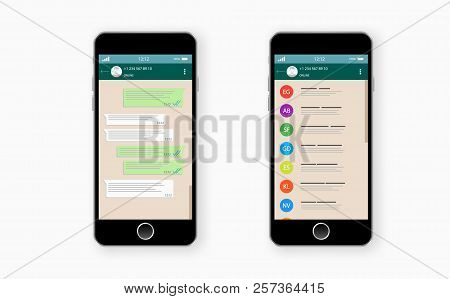 Social Network Concept. Blank Template. Chatting And Messaging. Sms Messages Sending. Vector Modern 